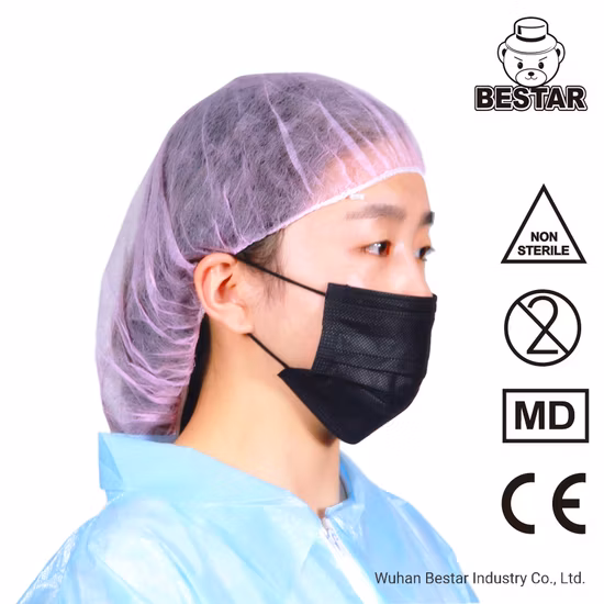 CE certificado não tecido descartável tipo Iir EN14683 Bfe99% Máscara facial cirúrgica preta civil médica com Earloop China Lista Branca Fornecedor